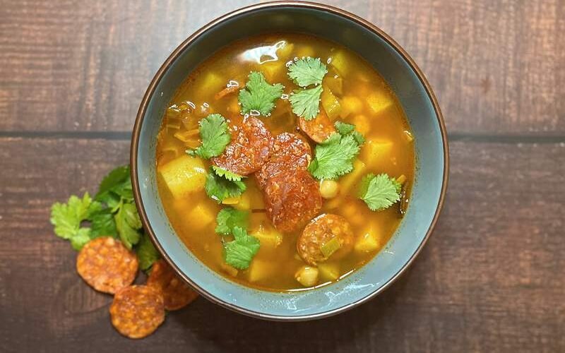 Recette soupe espagnole chorizo pois chiches