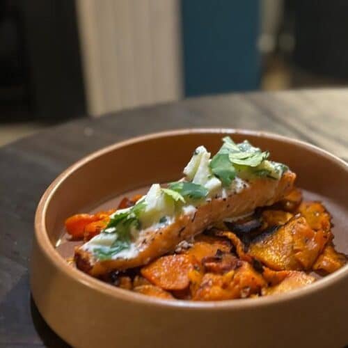 Recette pavé de saumon condiment rafraîchissant pomme coriandre