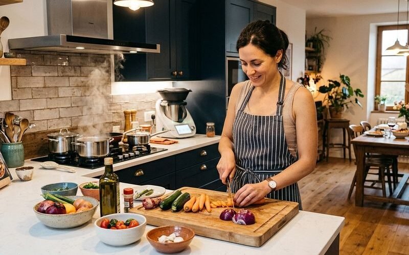 Cuisine aménagée pour la préparation des repas