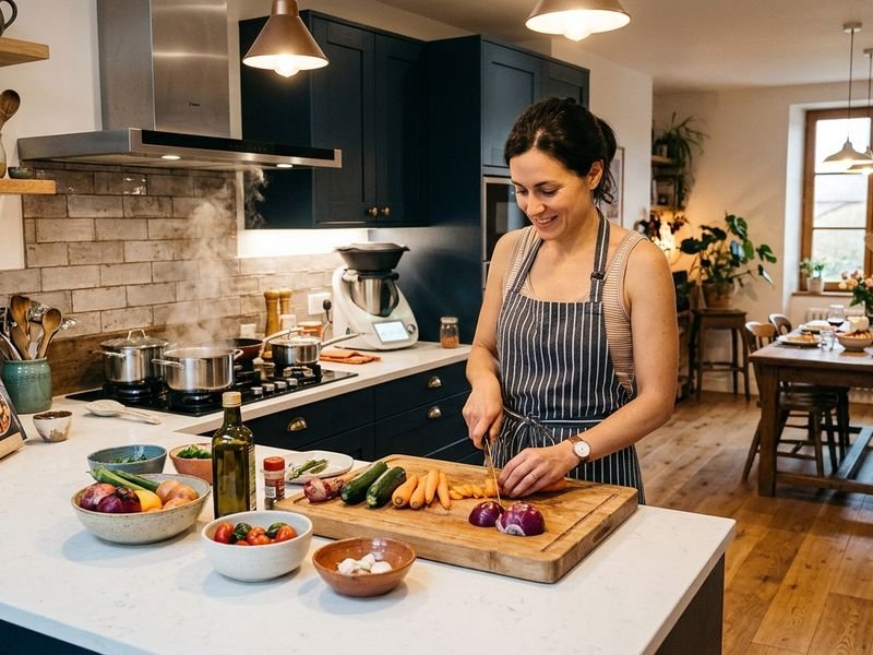 Cuisine aménagée pour la préparation des repas