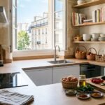 Cuisine aménagée avec plan de travail dégagé
